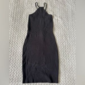 black halter mini dress